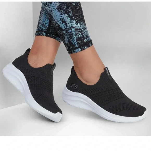 Women’s Sketchers Ultra Flex Harmonious black slip ons shoes sneakers Sz 10 NWB - Picture 2 of 6
